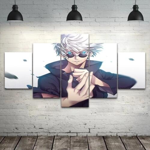 Modular 5 Panel Gojo Satoru Canvas Painting Wall Art Anime Poster HD Printed Jujutsu Kaisen Pictures Home Decor Bedroom Framed