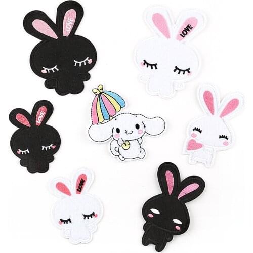 Customized Wholesale Embroidered Cloth Stickers Cartoon Animal Rabbit Animal Patch Childrens Clothing Accessories