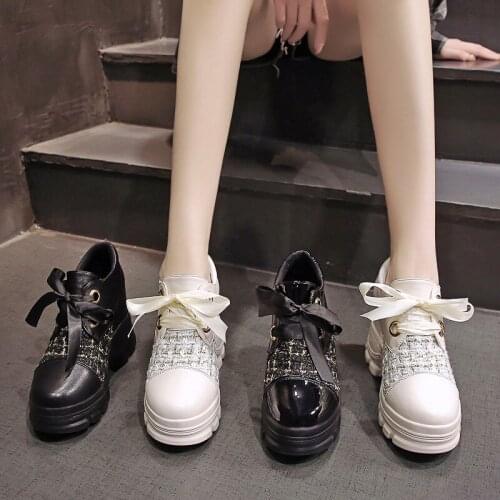 Spring And Autumn New Fashion All-Match Thick-Soled Inner Increase Womens Shoes British Style Small Leather Shoes