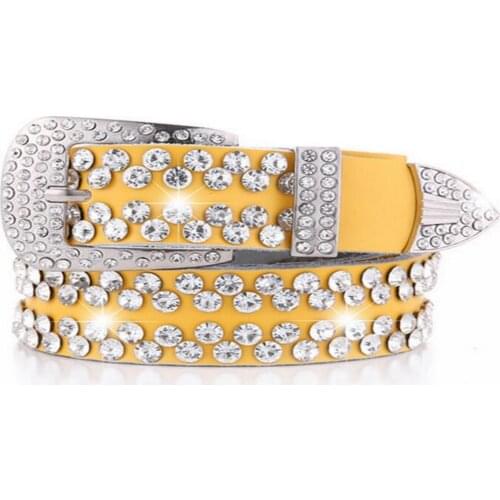 NEW ceinture femme full rhinestone YELLOW cattlehide Pin buckle 2021 fashion best-selling gift wedding dress WOMENS waistband