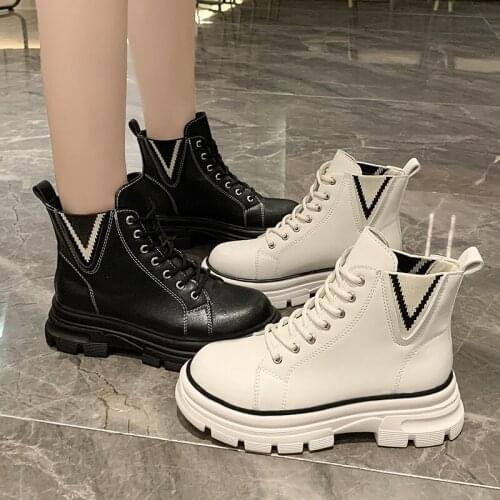Autumn New Thick Soled Martin Boots British Style Single Boots Breathable Short Boots Platform Shoes Shoes for Women