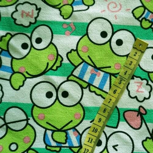 Keroppi Frog Print Handmade Patchwork Cotton Canvas Fabric Sewing Bag Pillow Diy Tablecloth Curtain Sofa 91cm*145cm