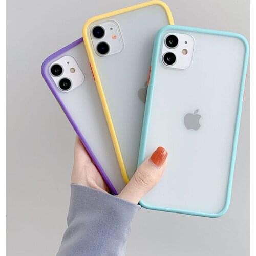 Simple Matte Bumper Phone Case For iPhone 12 11 11Pro Max XR XS Max 6S 8 7 Plus Shockproof Soft Silicone Clear Cover