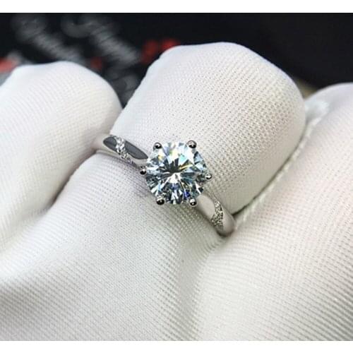 Simple And Small Silvery Rings 6 Claw Setting Shiny Zircon Fashion Fine Jewelry For Women Wedding Engagement Statement Ring Gift