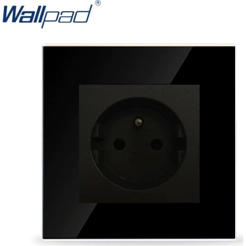 Wallpad Luxury French Socket Black Crystal Glass Switch 2 Pin French Wall Plug Socket , Free Shipping