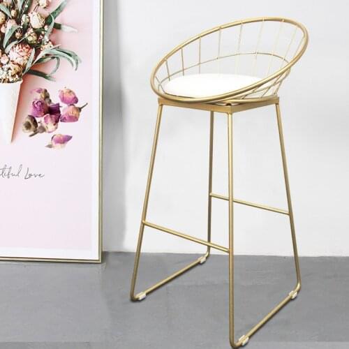 Modern Bar Stool Tabouret High Chair Simple Wrought Iron Bar Chair Gold Stool Modern Dining Chair Nordic Pub Accessories Leisure