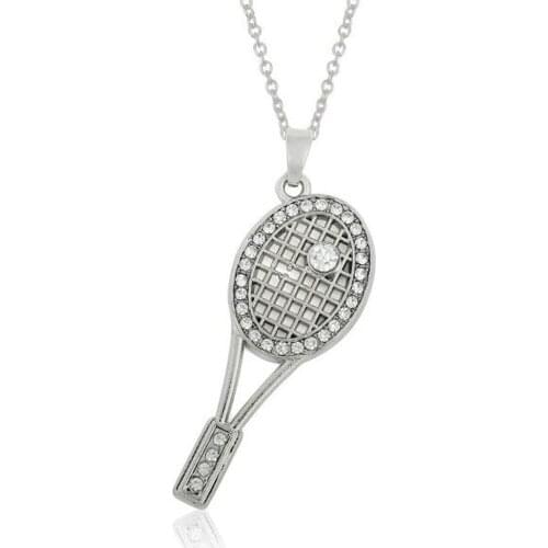 Sports tennis racket crystal necklace Jewelry