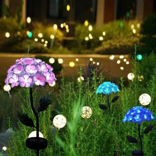 Solar Garden Light Lawn Lamp Outdoor Metal Hydrangea Lantern Flower Landscape Lamp For Street Festival Wedding Decoration