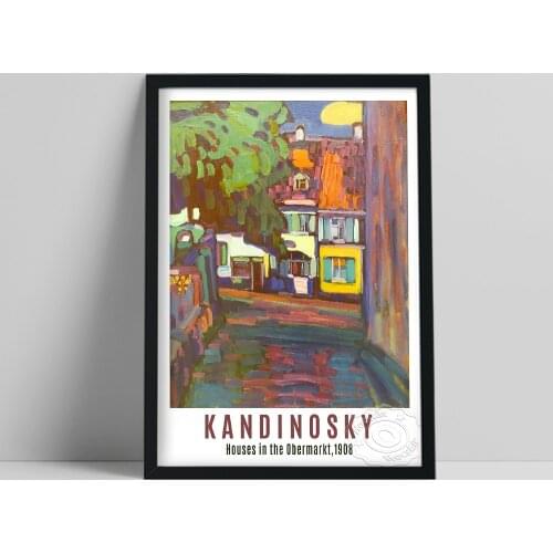 Wassily Kandinsky Exhibition Museum Poster, Kandinsky Houses In Murnau On Obermarkt Print, Vintage Town Scenery Picture Decor