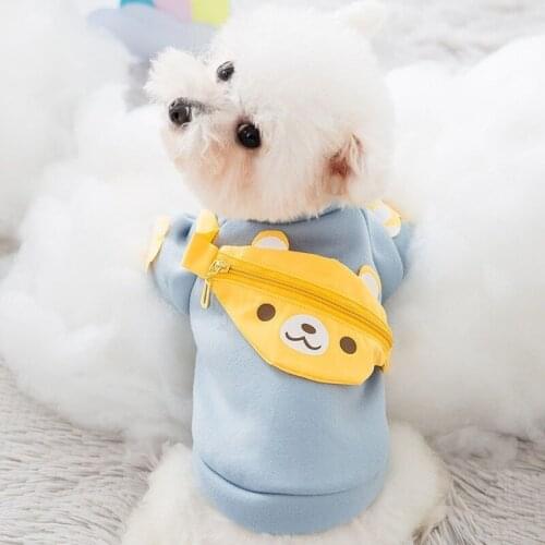 XS-2XLDog Autumn/winter Sweater New Cute Style Bear Messenger Bag Plus Velvet Thin Section Medium and Small Dog Cat Pet Clothing