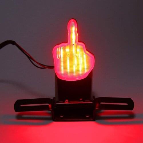 Motorcycle Middle Finger LED Tail Light Tail Brake Stop Light Moto Rear Lights Taillight