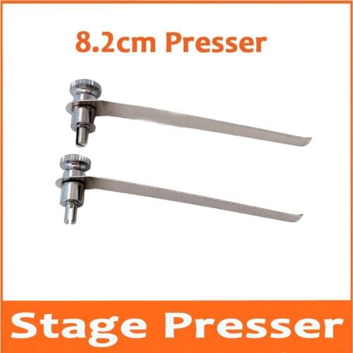 2pcs 8.2cm Biological Stereo Microscope Tablet Clip Slide Clip Stage Specimen Presser Metal Stereomicroscope Accessories