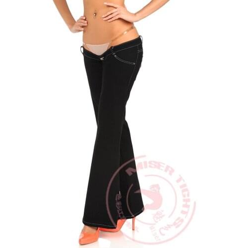 Sexy Super Low Rise Waist Jeans Women Slim Skinny Plus Size Black Ladies Flare Pants Denim Long Trousers Sexy Denim Pants Casual