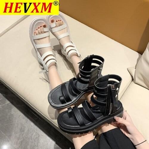 2021 Roman Sandals Womens Flat Shoes Ins Tide Students Thick-soled Wild Beach Shoes Casual Sandals Summer