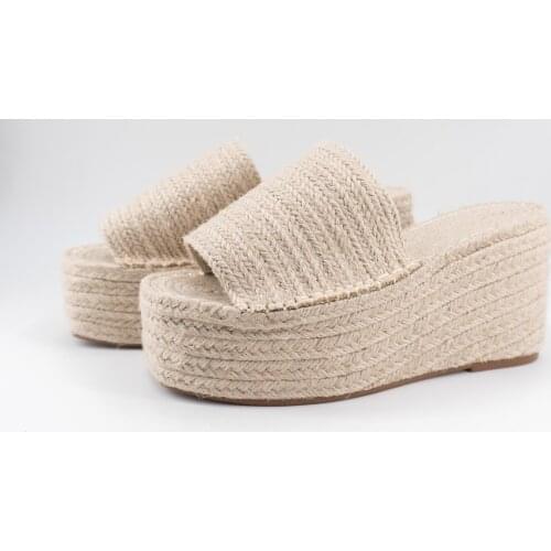 Hemera Studios women sandals 2021 summer Spartan platform flip flops High Beach flat espadrille braided cross Jute