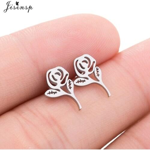 Jisensp Fashion Accessories Rose Flower Earrings for Temperament Lady Best Gift Korean Exaggerate Stud Earrings Boucle D'oreille