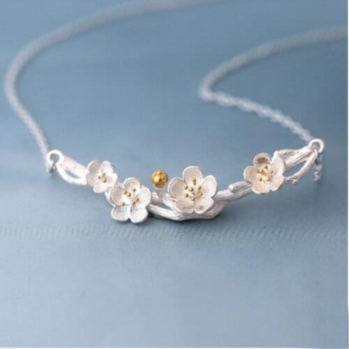 Sweet Plum Korean 925 Sterling Silver Temperament Personality Fashion Female Jewelry Necklace SNE039
