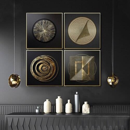 Golden Black Abstract Texture Canvas Posters Prints on Canvas Painting Nordic Luxury Wall Art Pictures for Living Room Decor