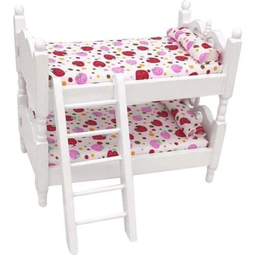 1:12 Dollhouse Miniature Kids Bedroom Furniture Bunk Bed 1:12 Doll House Decor Pretend Play Furniture Toy