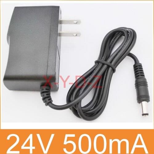 1pcs 24V500mA New AC 100V-240V Converter power Adapter DC 24V 0.5A 500mA Power Supply US Plug DC 5.5mm x 2.1mm -2.5mm