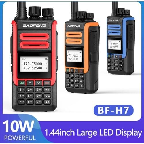 2pcs Baofeng BF-H7 10W Powerful Walkie Talkie Large LCD Display UHF VHF 10km Long Range Transmitter Transreceiver Two Way Radio
