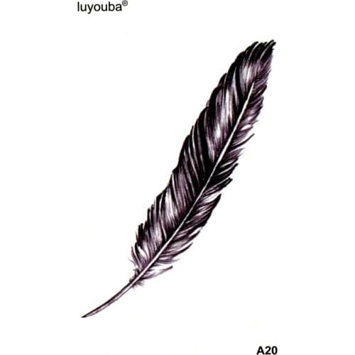 200pcs Black Feather Temporary Tattoo Sticker Fake Tattoo & Body Art Sticker Henna Tatoo Men waterproof Fake Tatoo