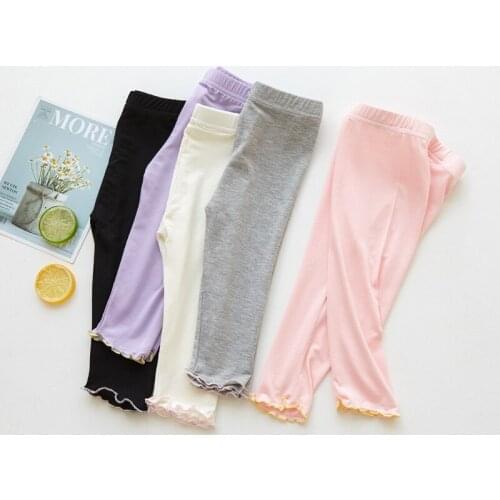 2021 Summer Childrens Seven-point Leggings Candy Color Girls Leggings Children Pants Thin Baby Girls Cotton Leggings