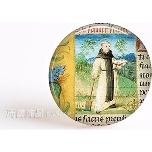 5Pcs/lot St. Fiacre Patron Saint of Gardeners 25mm Glass Cabochon Pendant Glass Dome Jewelry Accessories