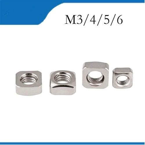 Free shipping DIN557 Sqaure Nuts Square Machine Screw Nut Stainless Steel 304 M*3/4/5/6/8/10mm A2-70