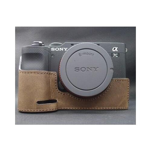 Handwork Photo Camera Genuine PU leather cowhide Bag Body Case For sony A7C A7 C Protective sleeve box base skin Leather shell