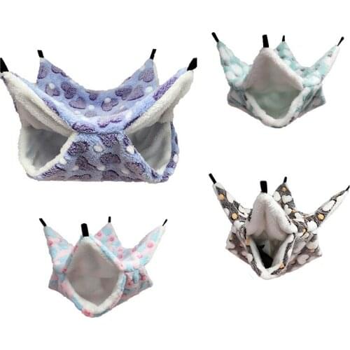 Small Animal Hamster Cages Ferret Rabbit Guinea Pig Cotton Soft Sleeping Nest Pets Two Floors Suspension Hammock For Squirrel