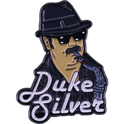 Duke Silver Ron Swanson Retro Badge Parks and Recreation Pin Come with me and find safe haven in a warm bathtub full of my jazz