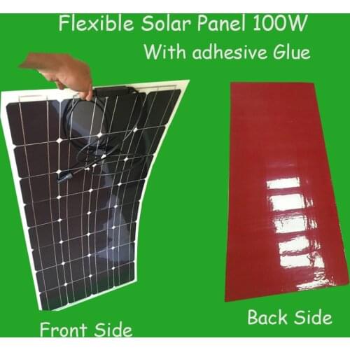 Newly Flexible Solar Panel with direct stick adhesive 100W watt 12V solar panels semi flexible panel monocrystalline solar cell