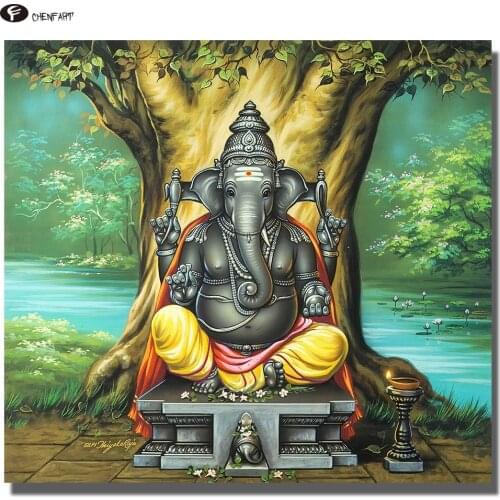 CHENFART Oil Painting Ganesha Buddha Wall Art a Perfect Painting for a new Home office or even as a Gift Canvas Painting