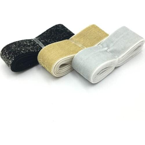 40mm 3Yard Mix Colors Glitter Velvet Ribbon NO Elasticity Metallic Velour Apparel Webbing For Strap Gift Decoration