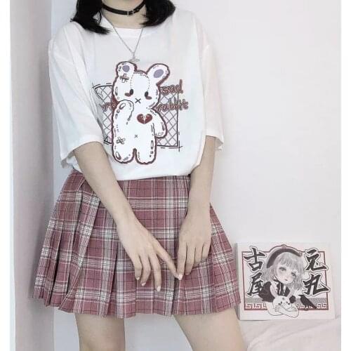 Summer Cute rabbit cartoon sweet girls Japan streetwear Harajuku fun kawaii casual tops tee Ulzzang vintage loose women T-shirt