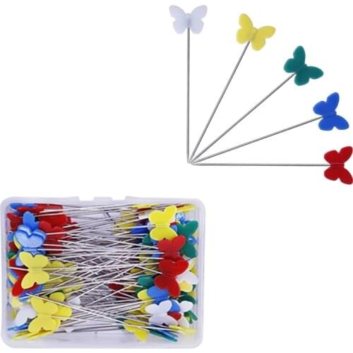 LMDZ 100Pcs Patchwork Pins Butterfly Button Head Pins DIY Quilting Tool Sewing Accessories Patchwork Pins Crafts Needles