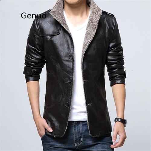 Motorcycle Leather Jacket Men Fashion Mens Leather Jackets Warm Fur Coat Inverno Couro Blouson Cuir Homme