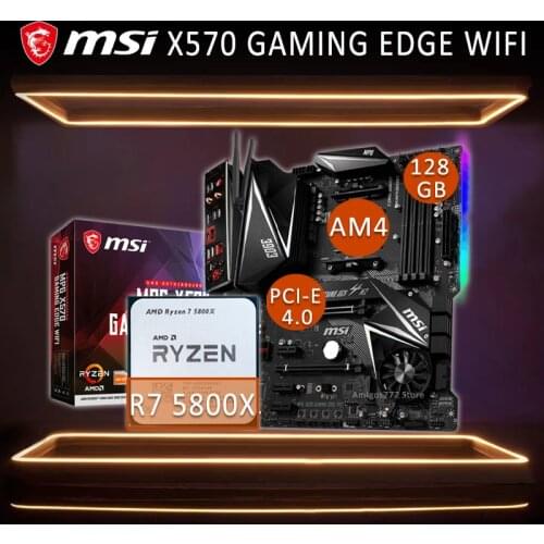 MSI MPG X570 GAMING EDGE WIFI Gaming Motherboard With AMD Ryzen 7 5800X Motherboard Cpu Full Combo 8-Core AMD X570 Placa-mãe