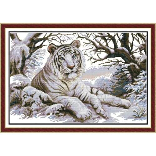 Tiger Pattern Cross Stitch Kits Printed Fabric Embroidery Needlework Set 11CT 14CT Home Decoration Canvas Paintings Diy Handmade
