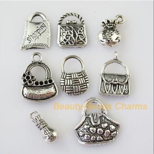 New 16Pcs Tibetan Silver Color DIY/ Money Bag Mixed Charms Pendants