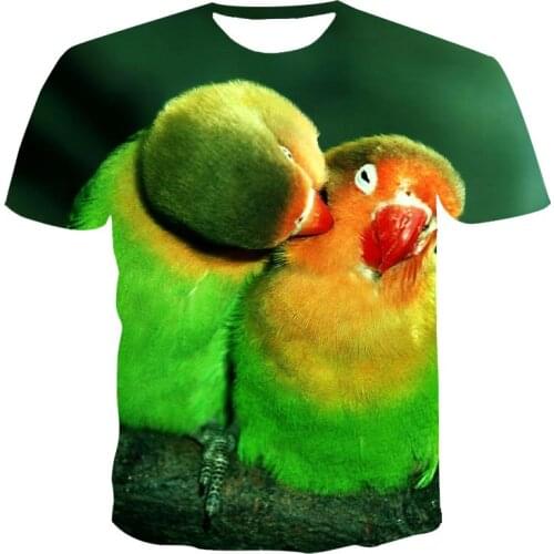2021 New Summer T-Shirt Unisex Short-Sleeved 3D Printing T-Shirt Animal Series Parrot Round Neck Pullover XXS-6XL Wholesale
