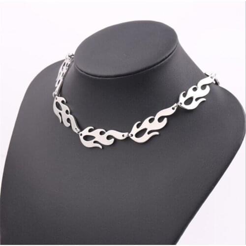 Fashion Streetwear Flame Unisex Choker Necklace Punk Style Pendant Necklace Rock Chain Rapper Jewelry Accessories