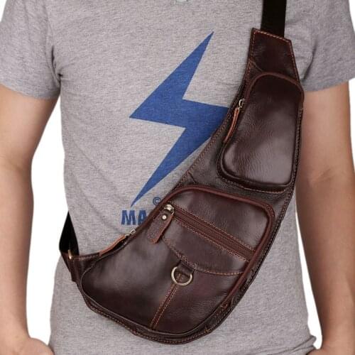 Genuine leather waist bags crossbody bags for Men Shoulder Belt Bags Travel Chest Phone Pouch Waist Chest Packs Purse Cow Skin