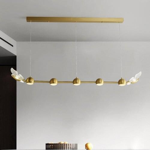 Simple butterfly dining room chandelier light luxury copper bar molecular lamp fashion joker for bedroom/living room/dining tabl