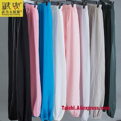 Wudang Tai Chi yoga pants and linen pants female male clothing Taijiquan martial arts training short sleeved pants