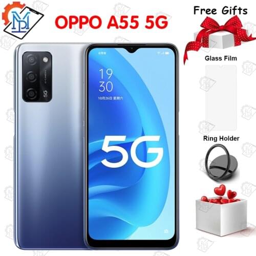 Original Oppo A55 5G Mobile Phone 6.5 inch Screen 6GB RAM 128GB ROM MT6833 Octa Core Android 11 5000mAh Bettery Smartphone
