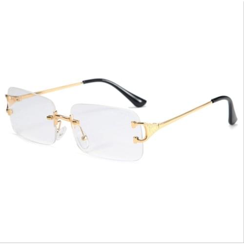 2021 new fashion retro color UV400 Punk rimless sunglasses men square rimless sunglasses gradient glasses fashion glasses