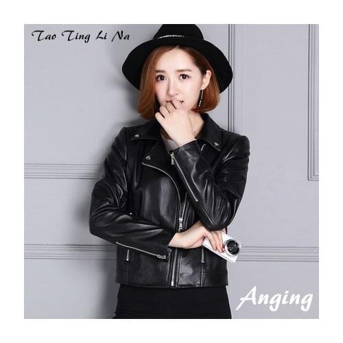 New Lapels Loose Slim Locomotive Sheep Leather Jacket KC3