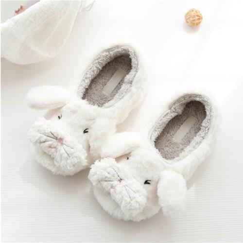 Cute Cartoon Lucky Dog Home Slippers For Bedroom Women Fur Shoes Winter Warm Plush Furry Slippers Womens House Indoor Flats